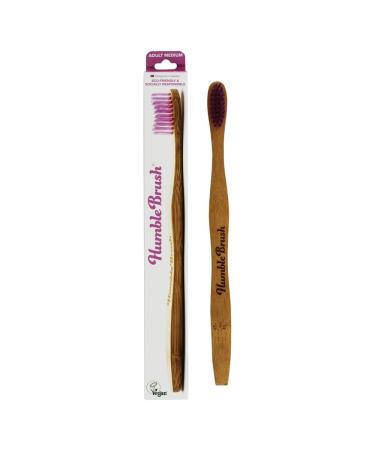 Humble Brush bamboo toothbrush for adults medium purple 4 pcs.