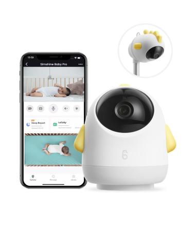 Baby Monitor with Crying Alert Lullabies, 2K Smart Baby Monitor, 360 Pan & Tilt, AI Snapshot and Playback, Sleep Analytics, No Monthly Fees, Two-Way Talk Yellow