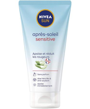 Nivea Sun Sensitive SOS After Sun Gel (1 x 175 ml) Bio aloe vera gel moisture -giving & calming after sun gel without special fragrance for sensitive skin