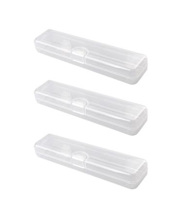 Juliyeh 3 Pcs Portable Toothbrush Storage Toothpaste Box Holder Plastic Travel Toothbrush Cover for Hiking Camping Business Trip 20*4.7*3CM White