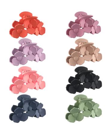 She's hui 8 Pcs Hair Clips for Women Cut Non Slip Jaw Clips for Thick Hair Strong Hold Claw Clips for Long Hair,Trendy Accessories Womens Hair Clips flower