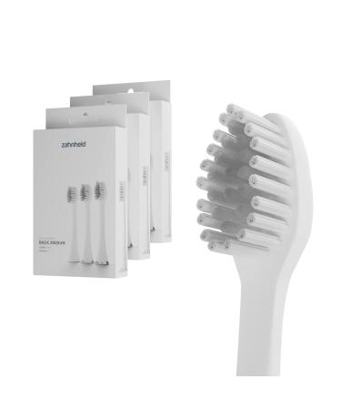 Zahnheld brush head Basic medium |Replacement brushes |Medium -hard alternating heads for Gero Schallzahnbrush |Effective cleaning |In pap Packaging 9 pieces (1 pack) white