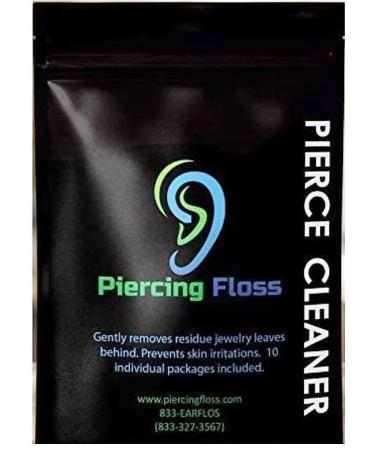 Piercing Site Cleaner Floss - Piercing Aftercare For Ear Belly Nose Nipple etc - Ready to Use - Made in the USA - Pack of 10