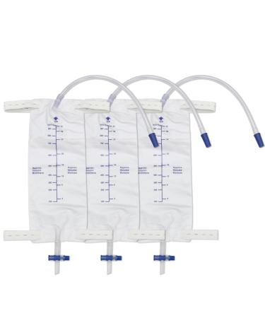 3 Pack 1000ml Leg Bag Urine Drainage Bag Urine Collection Bag Drainage Bag with 2 Straps Anti-Reflux Valve (1000ml)