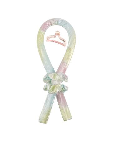 HMMJ Women Heatless Curling Rod Headband No Heat Curl Silk Ribbon with Hair Clips and Scrunchie Sleeping Hair Rollers DIY Hair Styling Tools Kit for Soft Headband Wave Formers Hair Curlers 18