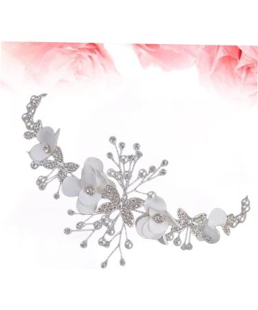 FRCOLOR Floral Headband Bride Headpieces for Wedding Bridal Hair Accessories Wedding Headband Bridesmaid Hair Accessories Rhinestone Headdress Women Headdress for Wedding Tiara White - Buy Online on GoSupps.com