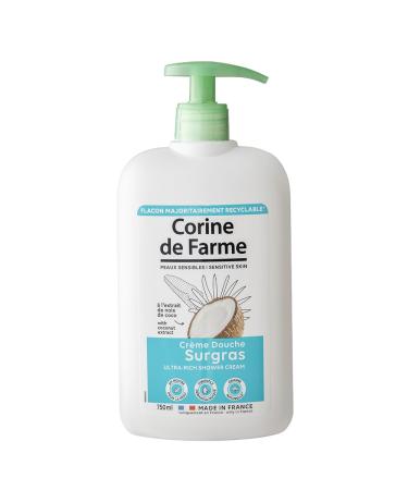 Corine de Farme Corine de Farme - Superfat Shower Cream with Coconut Extract - pH Neutral Natural Origin - Dermatological Control - 100% Made in France - 750 ml