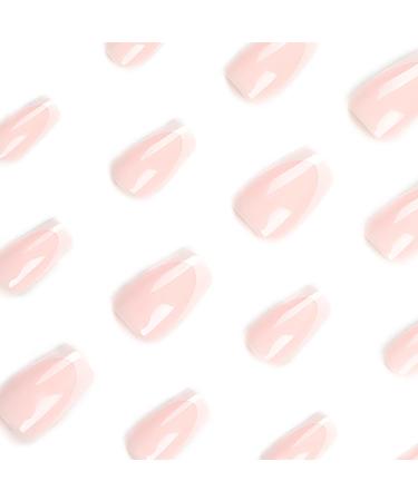 24 Pcs French False Nails - White Tips Press on Nails - Full Cover False Nails Nude White Square Stick on Nails - Fake Nails Stick on Nails for Women and Girls Nail Art Simple French Square - Buy Online on GoSupps.com