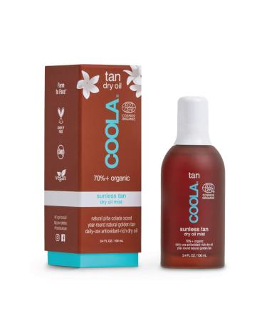 COOLA Organic Sunless Self Tanner Dry Oil Mist  Dermatologist Tested Anti-Aging Skin Care  Vegan and Non-GMO  Pia Colada  3.4 Fl Oz
