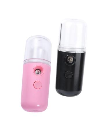 Beavorty Cleanser 2pcs Spray Hydrating Apparatus portable face steamer mini humidifier steamer for face Cool handheld 10.5x3.5cm Black