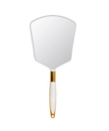 Eaoundm Hand Held Mirror with Handle  Makeup Hand Mirror with Hook Hole for Bathroom and Bedroom  Barbers Haircut Mirror for Home and Salon (6 W X6.8 L inchs  White) 6X6.8 inchs White