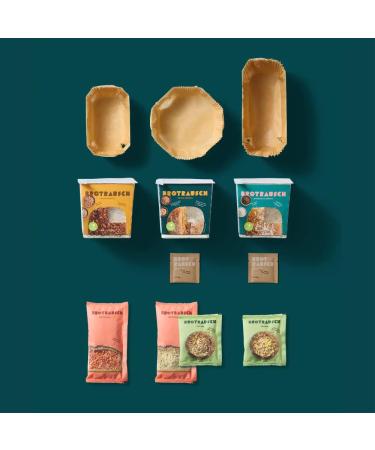Vegan Bread Baking Mixture Package (3 x 400g) - Includes Baking Pan Dough & Toppings - Whole Grain & Spelled - Buy Online on GoSupps.com
