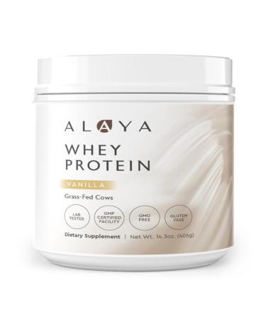 Alaya Naturals - Grass Fed Whey Protein Powder - Vanilla Flavor All Natural Hormone Free - 20g Protein per Serving - Non-GMO rBGH Free Gluten Free - Great Source of BCAA
