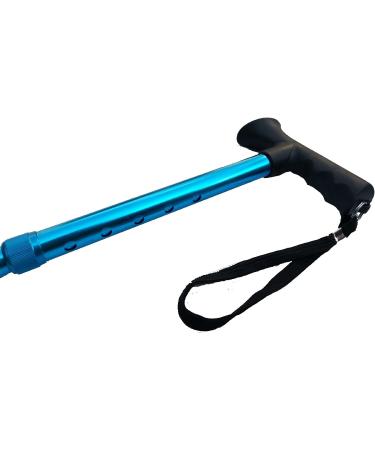 Deluxe 4-Part Folding Adjustable Aluminium Metallic Compact Walking Stick Cane for Men Ladies and Women with Soft Grip Gel Handle 33.5 37.5 Blue - Buy Online on GoSupps.com