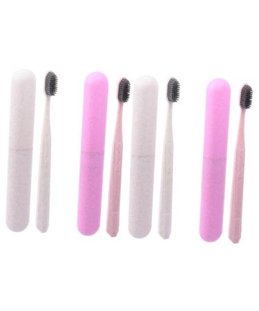 Healeved 4pcs Toothbrush Set Long Handle Toothpaste Gift Travel PP Raw Material