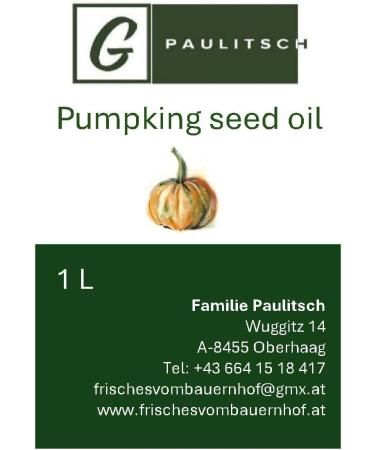 Pumpkin seed oil from southern Styria Size: 1000ml 100% pure Styrian pumpkin seed oil fresh from the farm directly from the farm shop - Buy Online on GoSupps.com