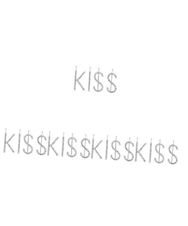 FRCOLOR 5 Sets Kiss Hairpin Letter Barrettes Hair Accessories for Small Hair Barrettes Hair Styling Clips Metal Hair Claw Kid Hair Clips Letter Hair Rhinestones Decorate Girl Child