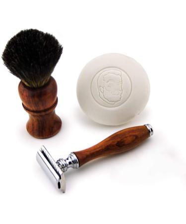 Haryali London 3-Piece Wooden Shaving Set | Double-Edged Safety Razor Pure Badger Hair Brush & Soap for Smooth Shaving Shop Internationally! - Buy Online on GoSupps.com