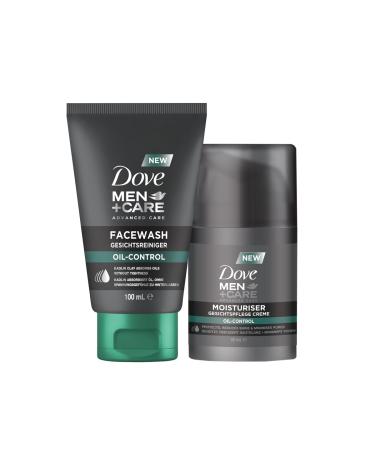 DOVE MEN + CARE Moisturiser Oil Control - Facial Cleanser Oil Control Protects Reduces Skin Shine & Minimises Pores 100 ml & Face Cream - Protects Reduces Skin Shine & Minimises Pores 50 ml