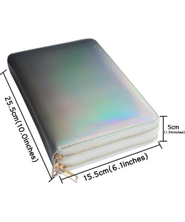 Nail Stamp Slab Holder - 216 Compartment Laser Silver Case for Manicure Art | Rectangular Round Square Designs & Double Zipper Storage - Buy Online on GoSupps.com