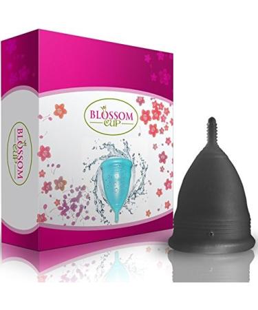 Blossom Menstrual Cup | Eco-Friendly & Reusable Silicone Cup - Say Goodbye to Tampons (Large Black - Buy Online on GoSupps.com