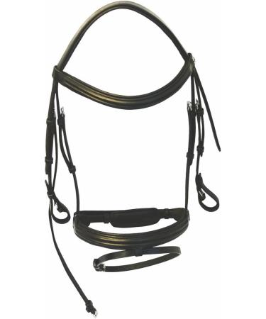 Henri de Rivel Black Padded Raised Dressage Bridle with Crank Noseband for Horse - Buy Online on GoSupps.com