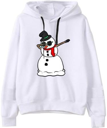 Bigfanshu Woman Plus Size Tops Christmas Print Hooded Long Sleeves Sweatshirt Pullover Shirt - Buy Online on GoSupps.com