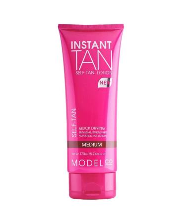 ModelCo Instant Sunless Natural-Looking Self-Tanning Lotion - Infused with Argan Oil  Aloe Vera  and Coconut Oil - Perfect for Dry  Sensitive  or Mature Skin - Medium - 5.74 fl oz - Buy Online on GoSupps.com