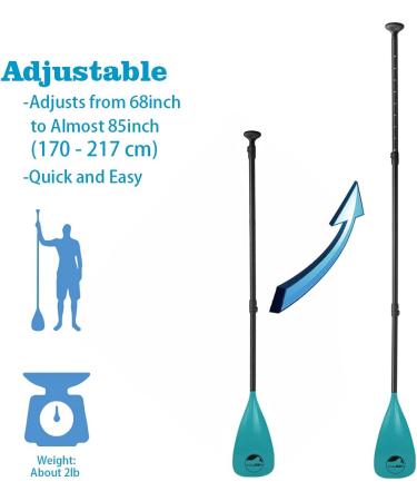 YVLEEN SUP Paddle Board Paddle - Adjustable Aluminum 4-Piece Floating Kayak Paddle for Stand up Paddleboard - Convertible & Lightweight (Lake Blue) - Buy Online on GoSupps.com