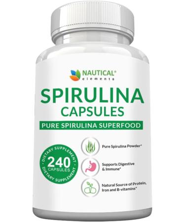 Spirulina Capsules 3000mg - 40 Servings Of Organic Spirulina Capsules - Rich in Protein Antioxidants & Vitamins - 240 Organic Espirulina Powder - Supports Immune & Cardiovascular Health 240 Count (Pack of 1) - Buy Online on GoSupps.com