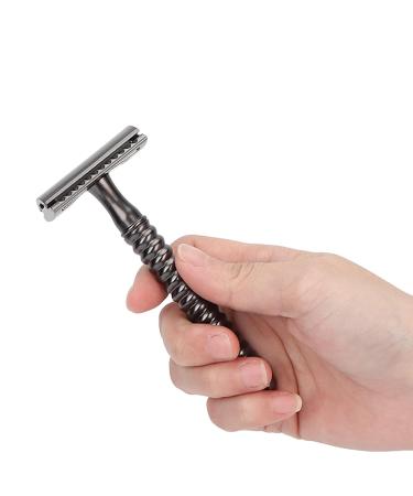 Double Edge Safety Razor for Men - Comfortable Manual Shaver with Anti-Slip Handle (Black) - International Shipping Available - Buy Online on GoSupps.com
