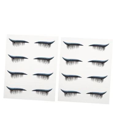 Balacoo 8 pairs Eyeshadow Shiny Long with Reusable Self-adhesive Face Make Lash Waterproof Makeup Liners 4x1.5cmx2pcs Bluex2pcs