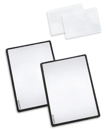 MAGDEPO Page Magnifying Sheet 3X Lightweight Optical Plastic Fresnel Lens with 3X Card Magnifiers, for Reading Small Prints, Map, Book, Magazine, etc. Clear
