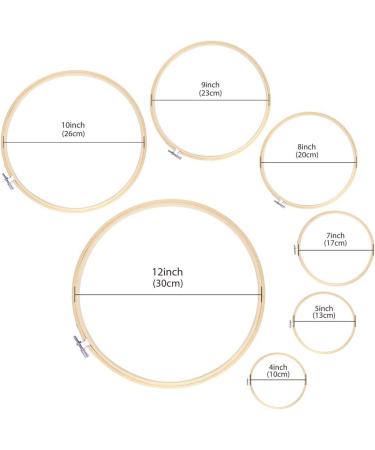 Caydo 7-Piece Bamboo Embroidery Hoops Set - 4 to 12 inch Circle Cross Stitch Rings for Sewing and Crafts - Buy Online on GoSupps.com