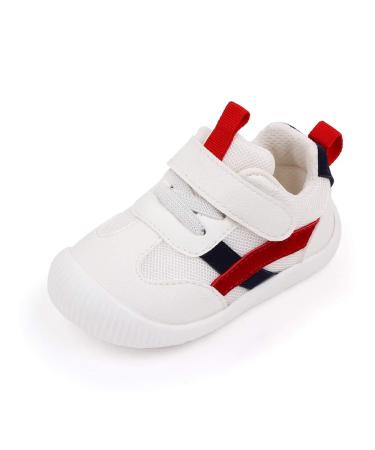 MK MATT KEELY Baby Boys Girls First Walking Shoes Toddler Anti-Slip Soft PU Leather Prewalker Sneakers 4.5 UK Child Red