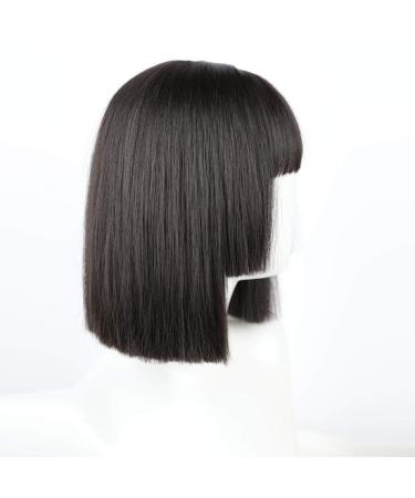 BGHJUE Black Straight Short Hair Wig for Women - Stylish Bobo Cut for Round Faces | Natural Jellyfish Jifa Hairstyle - Buy Online on GoSupps.com