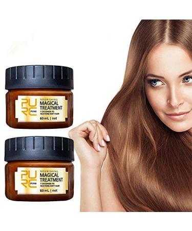 2 Pack Magical Hair Treatment Mask Advanced Molecular Hair Roots Treatment Professtional Hair Conditioner 5 Seconds to Restore Soft Hair Instantly Service the Dry and Rough Hair Ends-60ml (2pcs)