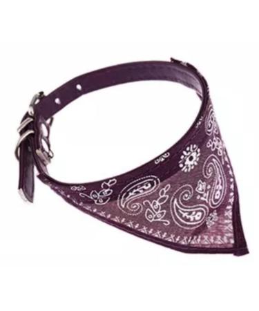 Cat collar with bandana in paisley look and buckle in size S: 20-26cm neck circumference (PURPLE)