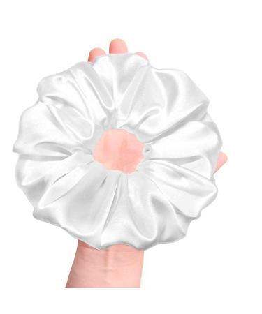 Gentle XXL White Silk Scrunchie for Women & Girls - Oversize Jumbo Hair Elastic Band - Soft Premium Material - No Crease Ponytail Holder & Hair Tie - Buy Online on GoSupps.com