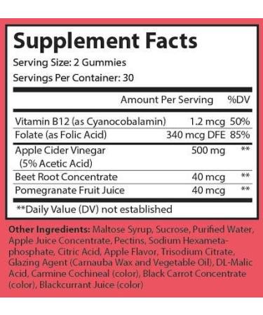 Nutriumph Apple Cider Vinegar Gummies with The Mother Vegan - 60 ACV Gummy Vitamins for Weight Loss, Detox, Immune Support, Skin, Hair, and Nails - Includes Vitamin B12 & Folate - Men & Women - Buy Online on GoSupps.com