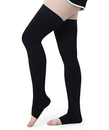 Pedimend Slipproof Thigh High Compression Stockings - Open Toe (6 Pieces 3 Pairs) for Varicose & Spider Veins Relief | Foot Care | Black - Buy Online on GoSupps.com