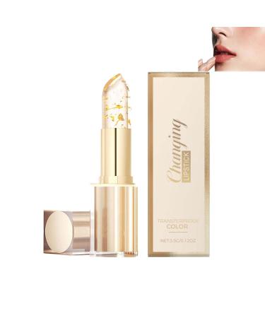 TSYIDUI Transferproof Color Changing LipstickGold Crystal Ph Lipstick Color ChangingClear lipstick That Changes colorLong Lasting 24 Hours Moisturizing Glossy Shine Lip Gloss for Women 1pcs