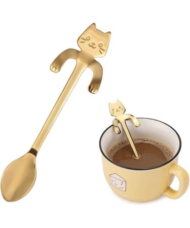 COMVIP Cartoon Cuill re en Forme Chat Caf Th en Acier Inoxydable Spoons Or - Buy Online on GoSupps.com