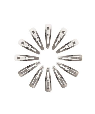 Marilyn Faye's Stainless Steel Hair Clips Snap Barrettes for Girls Toddlers Kids Women (Set of 12) (Stainless Steel)