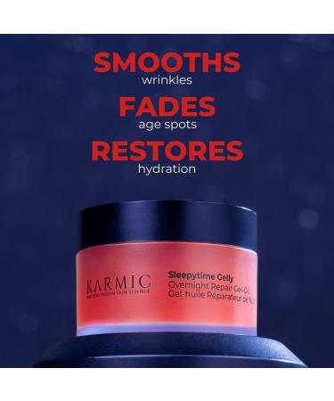 Karmic Skin Anti Ageing Night Face Cream | Wrinkle Dark Spot & Hyperpigmentation Facial Moisturiser | Vitamin C & E Natural Retinol | For Women & Men | Hydrating Anti Aging Sleepytime Gelly - Buy Online on GoSupps.com