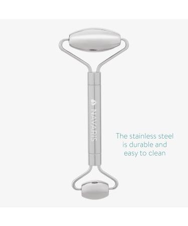 Navaris Stainless Steel Face Roller Scooter - Dual-Head Massage Device with Large & Small Rollers - Enhance Your Skincare Routine - Buy Online on GoSupps.com
