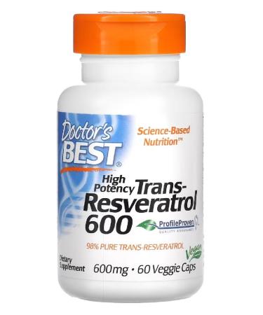 Doctor's Best - Trans-Resveratrol 600 | Highly concentrated resveratrol for antioxidant support - 60 capsules