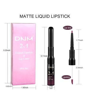 3Pcs Black Red Matte Lip Liner Pencil and Liquid Lipstick Set - Long Lasting & Waterproof 24-Hour Wear in Dark Red, Purple, Rose Pink - Original Matte Lipstick Set for Women - Buy Online on GoSupps.com