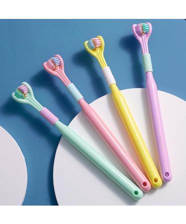 Three-Sided Soft Hair Toothbrush for Adults & Children - Effective Manual Design for Deep Cleaning Teeth & Gums - Random Color - Buy Online on GoSupps.com