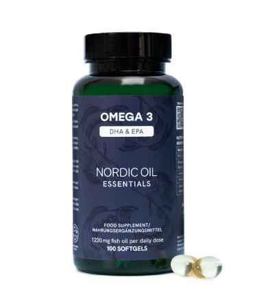 Omega 3 100 Capsules 1220mg | DHA & EPA Omega 3 Fatty Acids High Bioavailability | Highly Dosed Natural Omega 3 Fish Oil for Cognitive and Cardiovascular Support | Nordic Oil